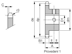 Koło łańcuchowe system BEA jednorzędowe 3/4''x7/16'' Z17, D25